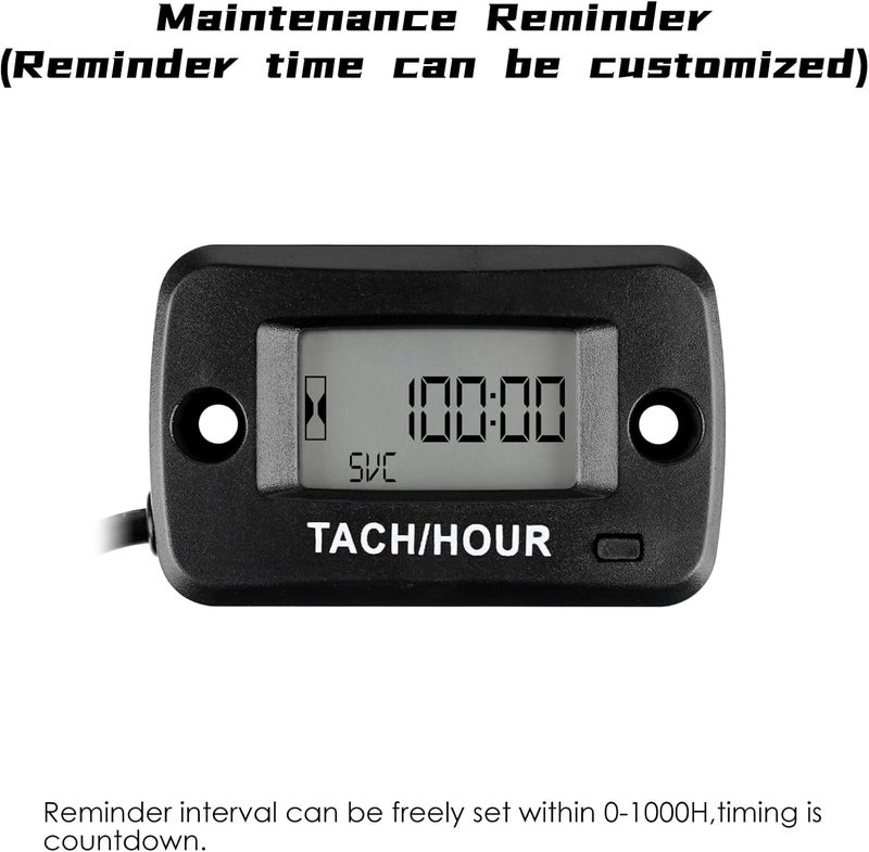 Jayron Magnetic Detact Digital Tachometer RPM Speed Meter User Shutdown Re-Settable Job Programmable Maintenance Interval Waterproof Design,for Lawn Mower Generators Compressors All Types of Engines - Image 5
